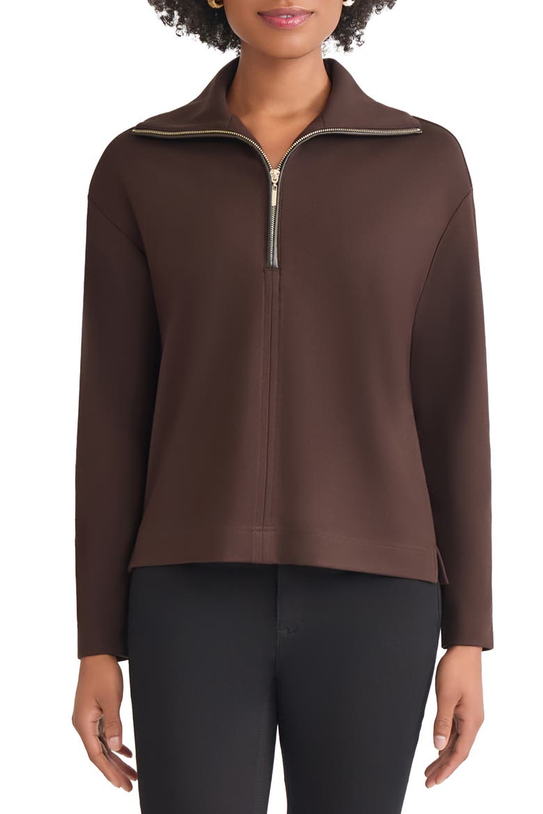 Quarter Zip Pullover, Main, color, COFFEE BEAN