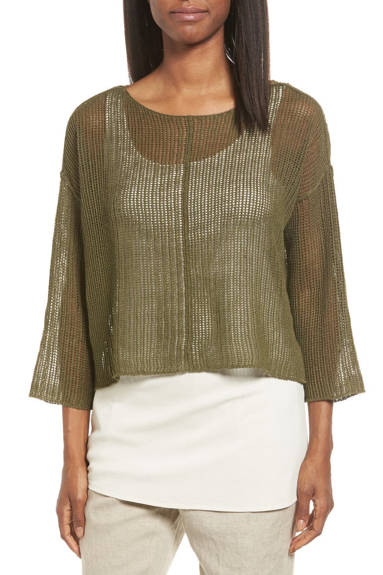 Organic Linen Crop Sweater, Main, color, OLIVE