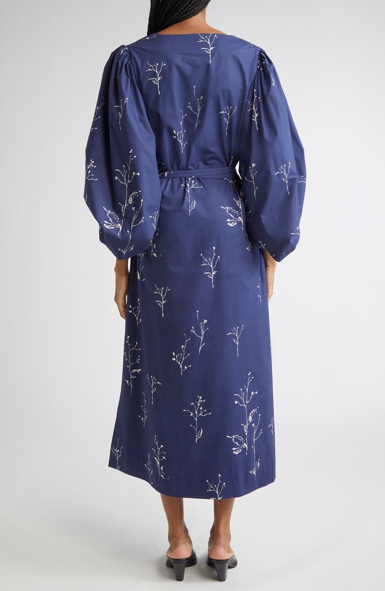 Altuzarra Corrie Botanical Print Cotton Belted Dress, Alternate, color, Berry Blue Botanical