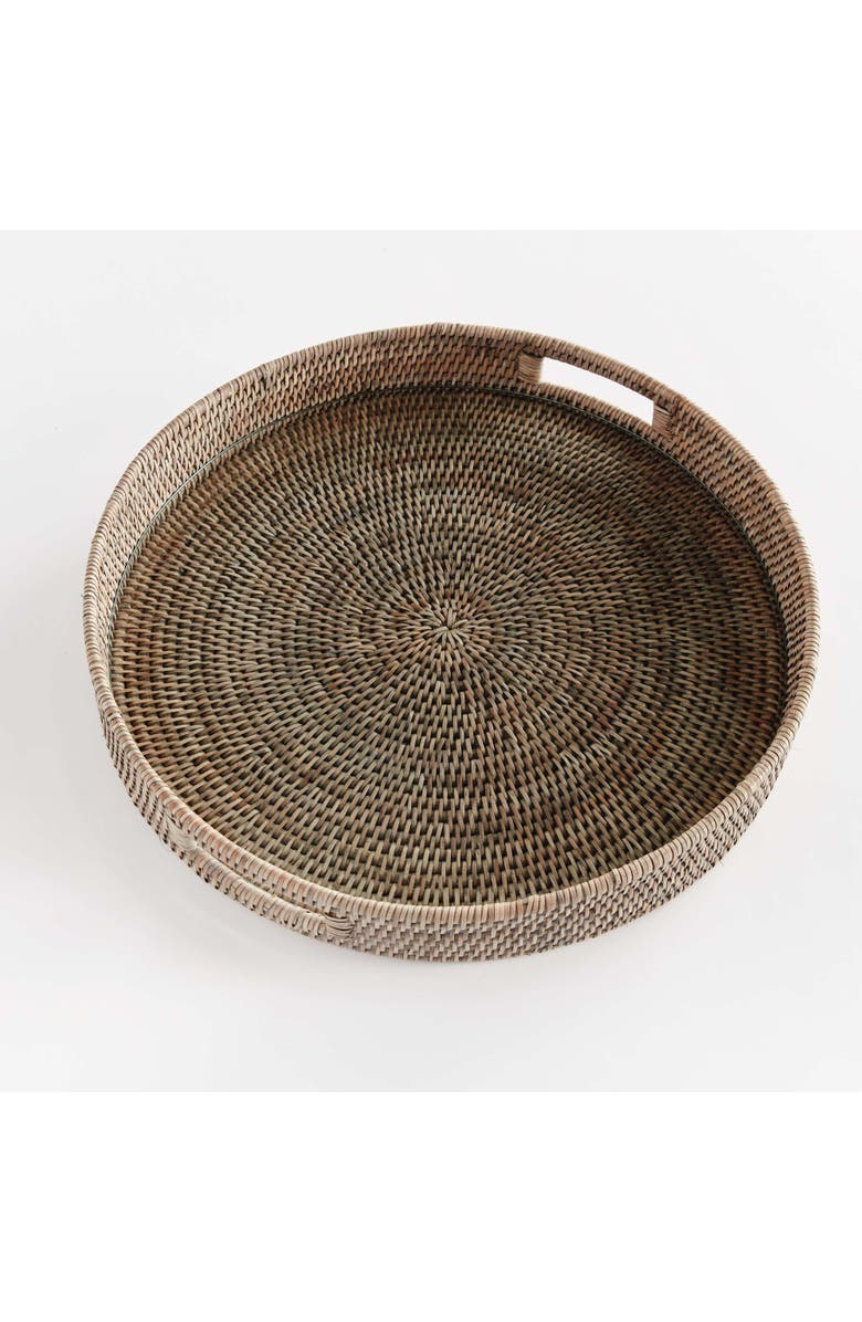 Napa Home & Garden Burma Rattan Round Serving Tray Large, Alternate, color, Grey