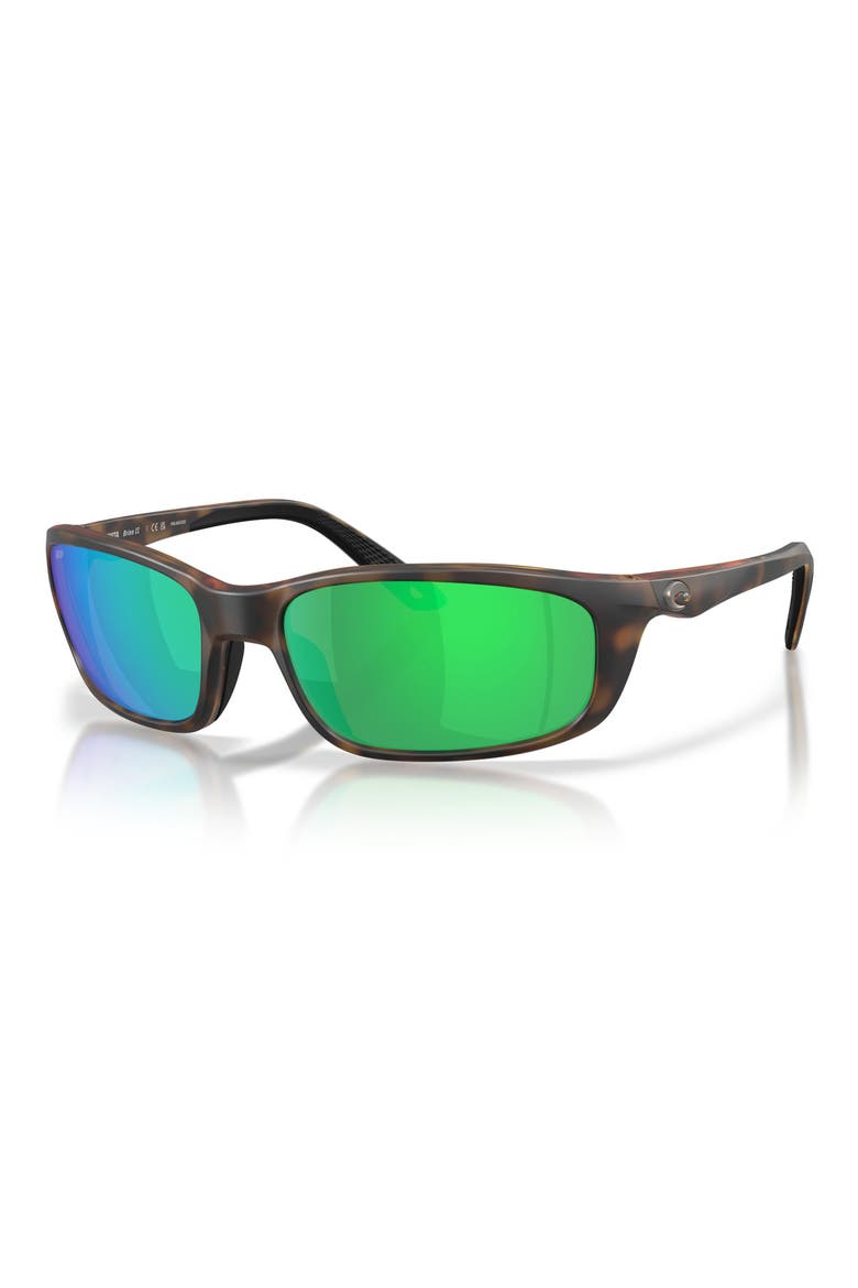 Brine II 59mm Polarized Rectangular Sunglasses, Alternate, color, TORTOISE / GREEN MIRROR 580P