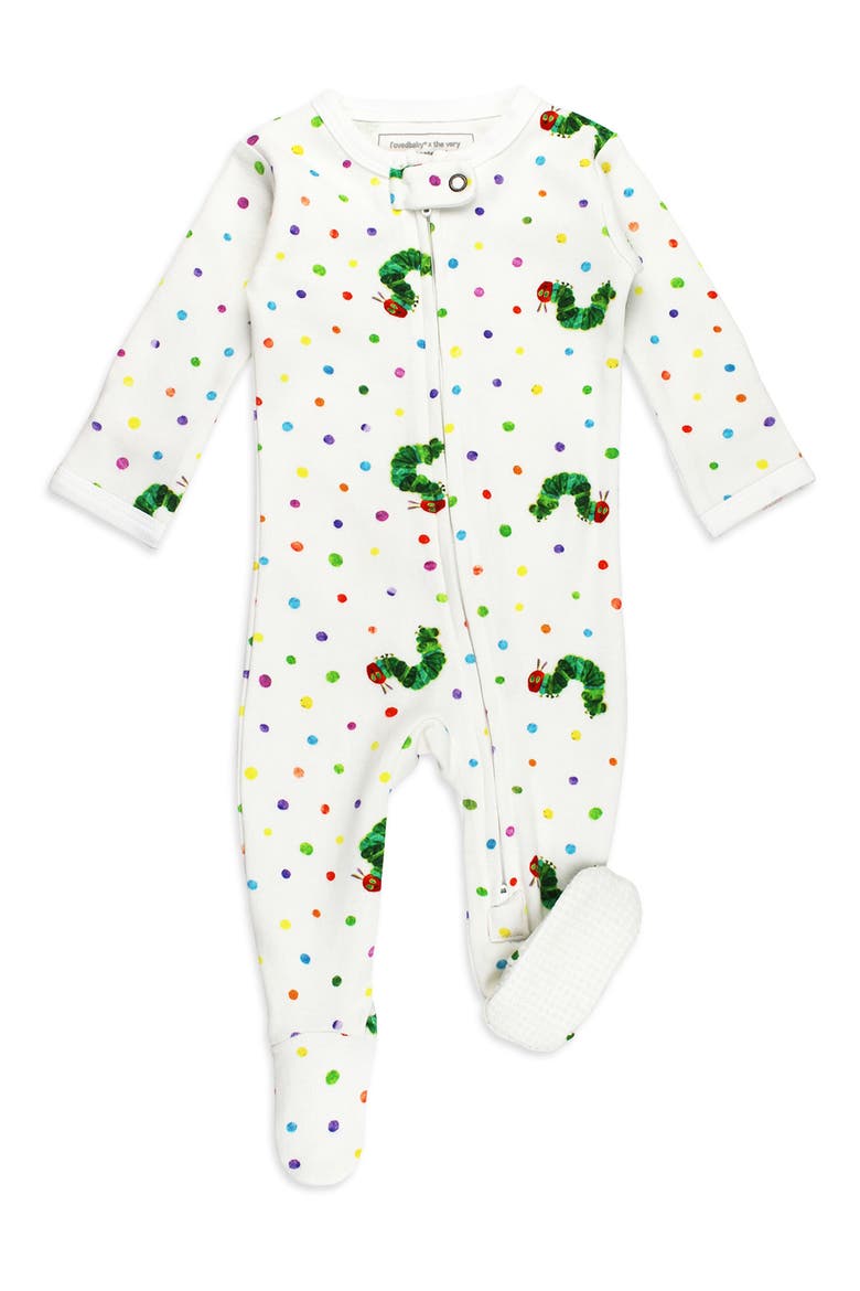x 'The Very Hungry Caterpillar™' Fitted One-Piece Organic Cotton Footie Pajamas, Main, color, CATERPILLAR
