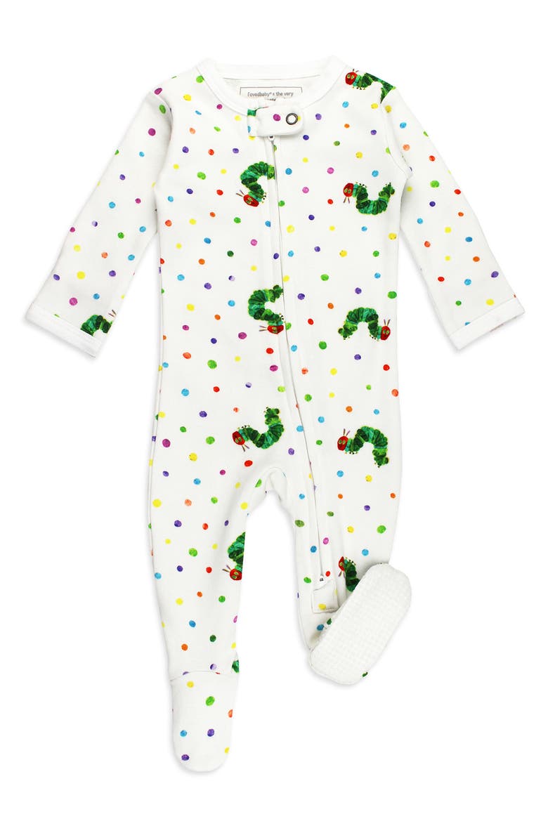 L'ovedbaby x 'The Very Hungry Caterpillar<sup>™</sup>' Fitted One-Piece Organic Cotton Footie Pajamas, Main, color, Caterpillar