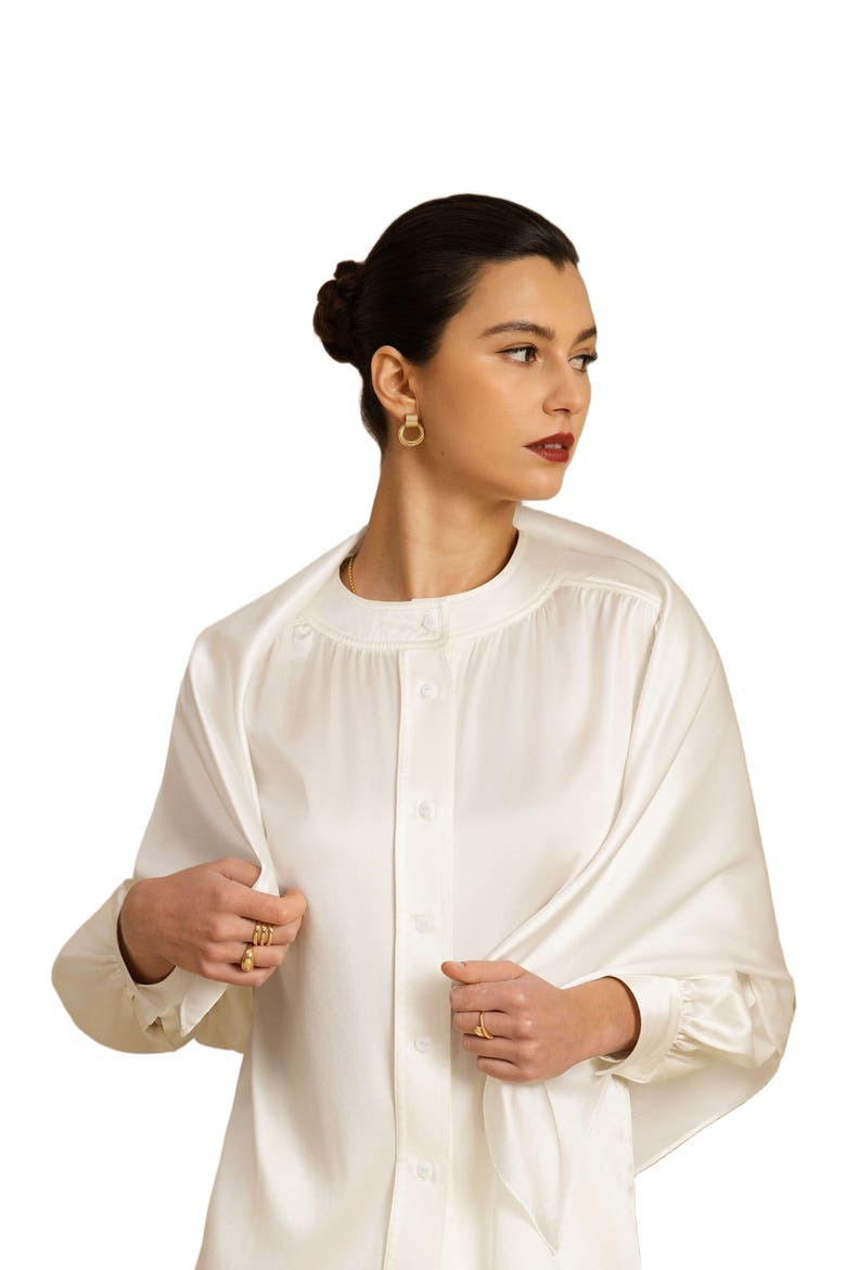 Pure Silk Classic Elegant Square Scarf, Alternate, color, White