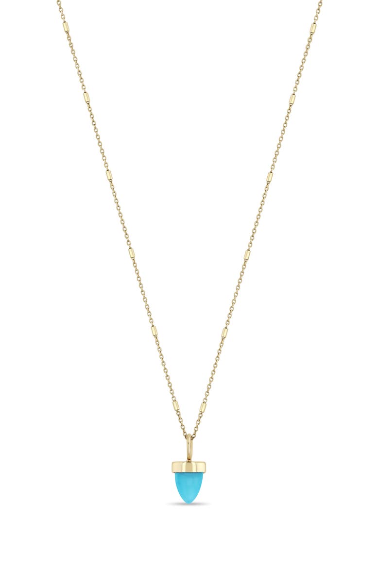 14K Gold Turquoise Bullet Pendant Tiny Bar & Cable Chain Necklace, Main, color, 14K YELLOW GOLD / TURQUOISE