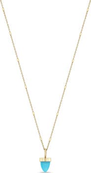 Zoë Chicco 14K Gold Turquoise Bullet Pendant Tiny Bar & Cable Chain Necklace