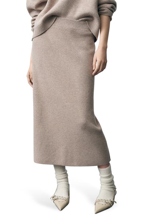 Rib Knit Midi Skirt