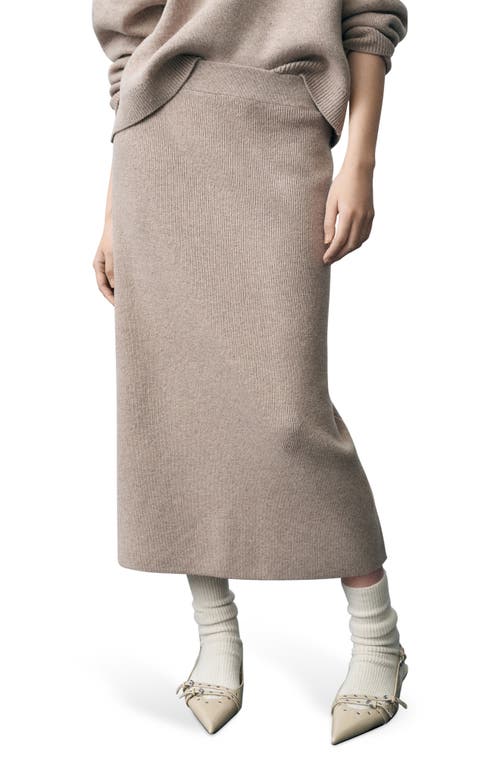 Mango Rib Knit Midi Skirt In Sand