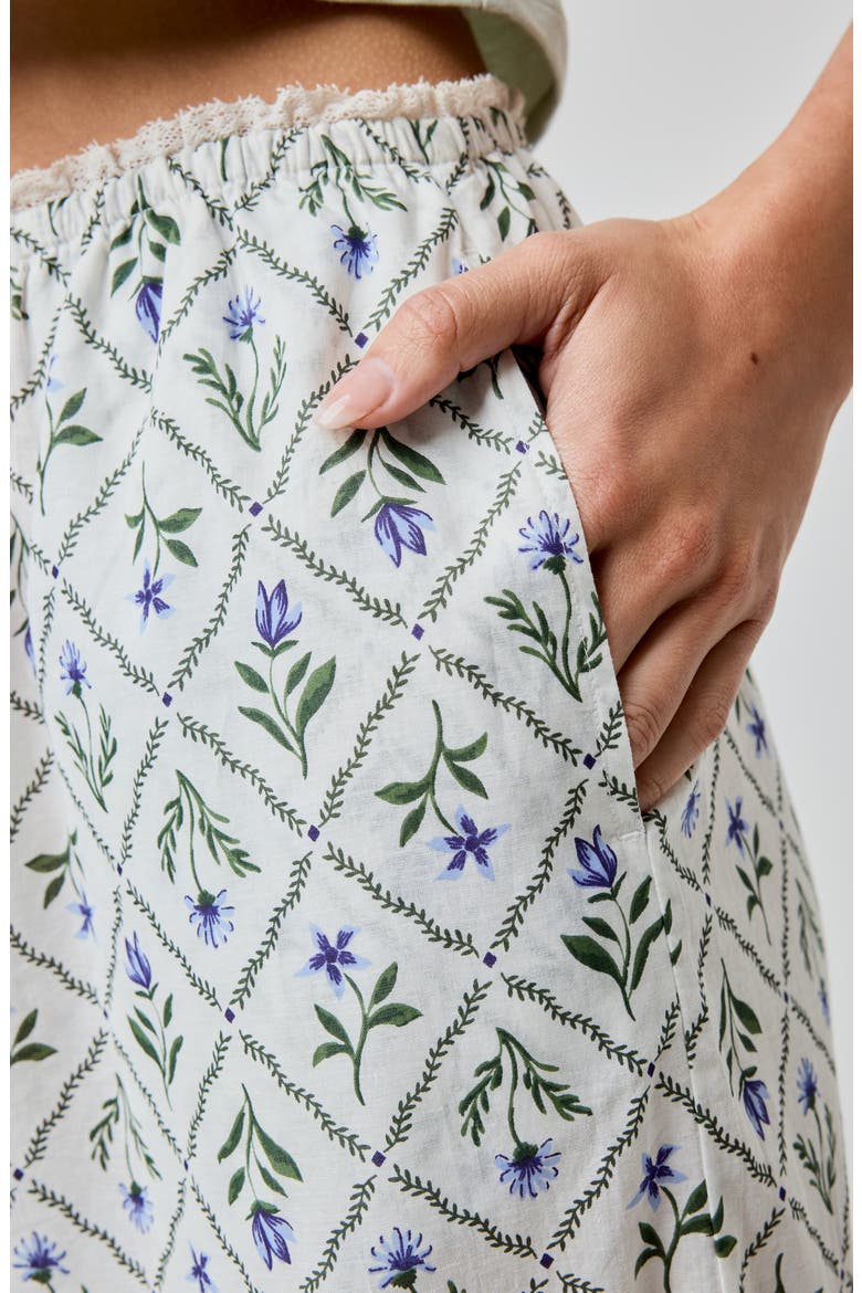 Lace Trim Wide Leg Cotton Pants, Alternate, color, MARBELLA FLORAL