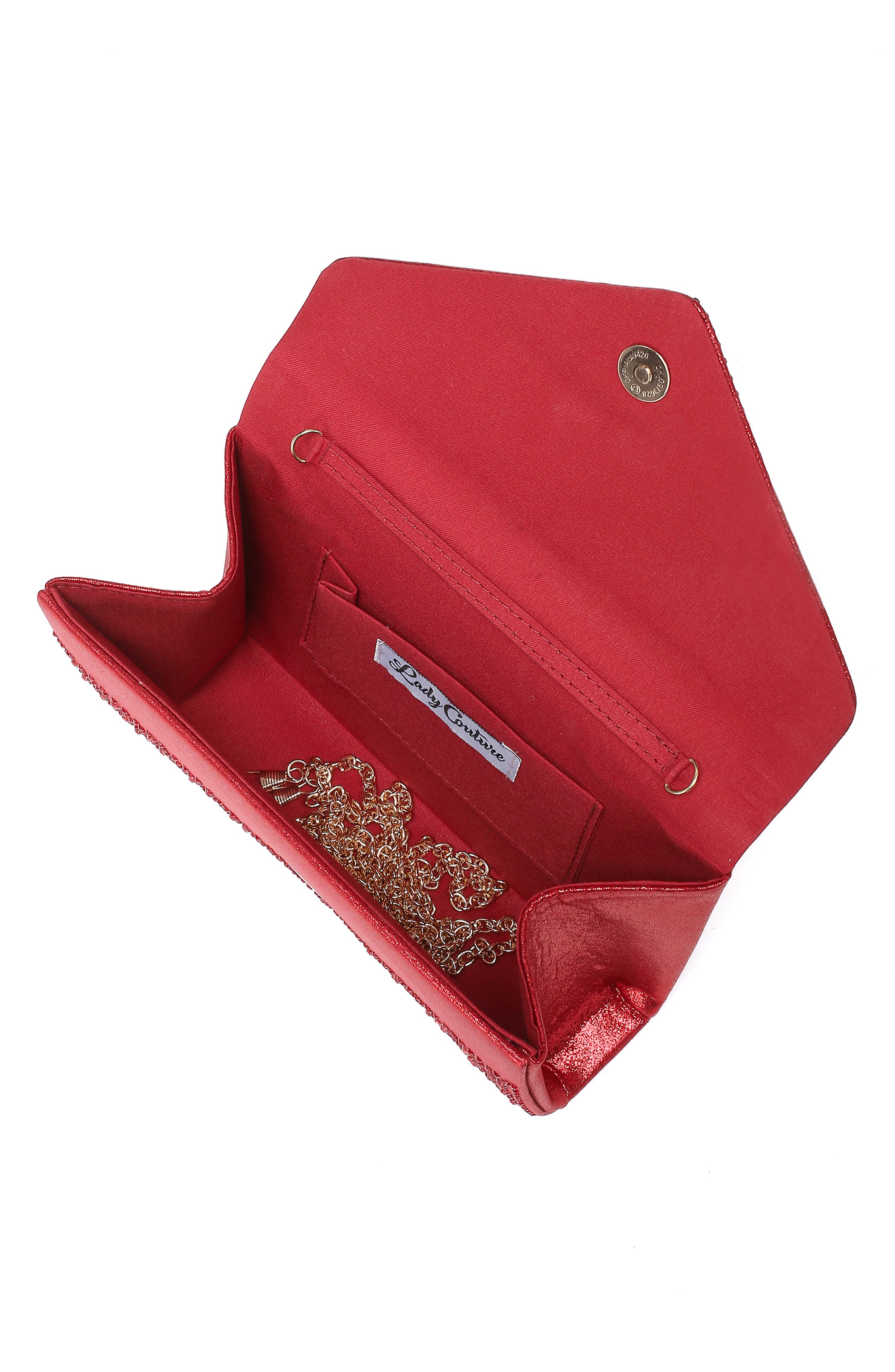 Rhinestone Envelope Clutch, Alternate, color, RED