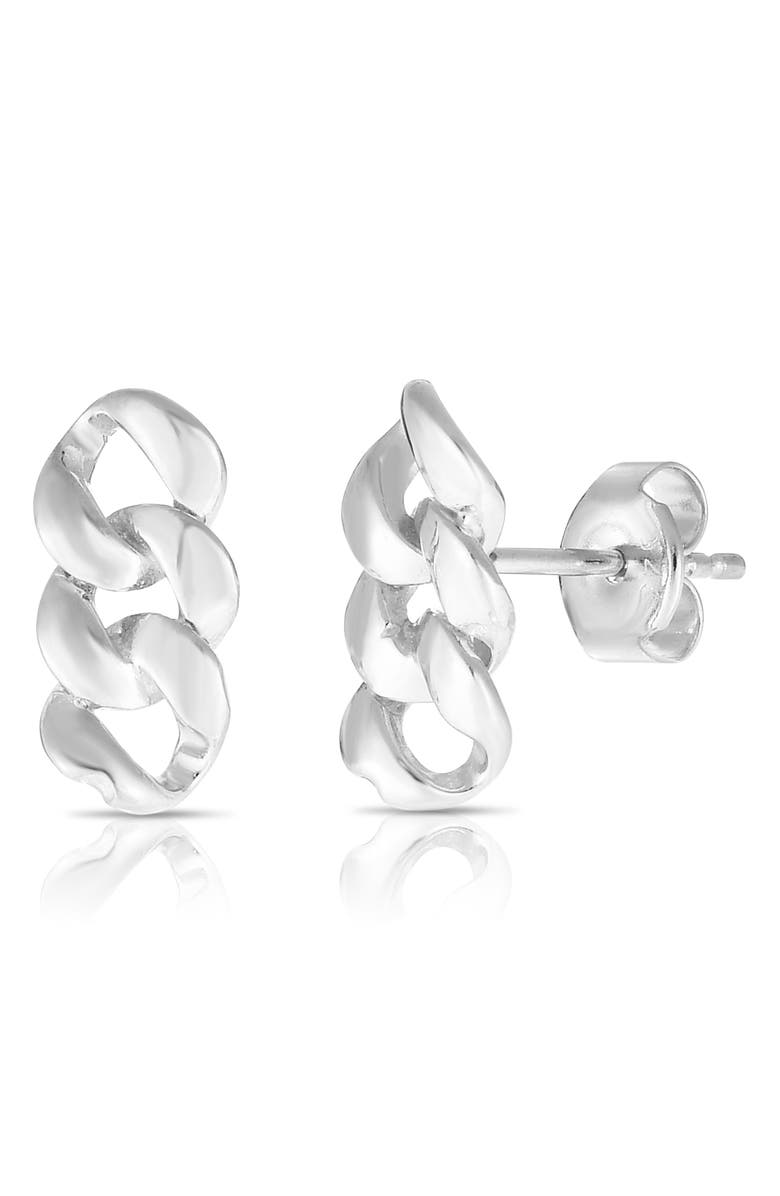 SPHERA MILANO Curb Chain Stud Earrings, Main, color, Silver