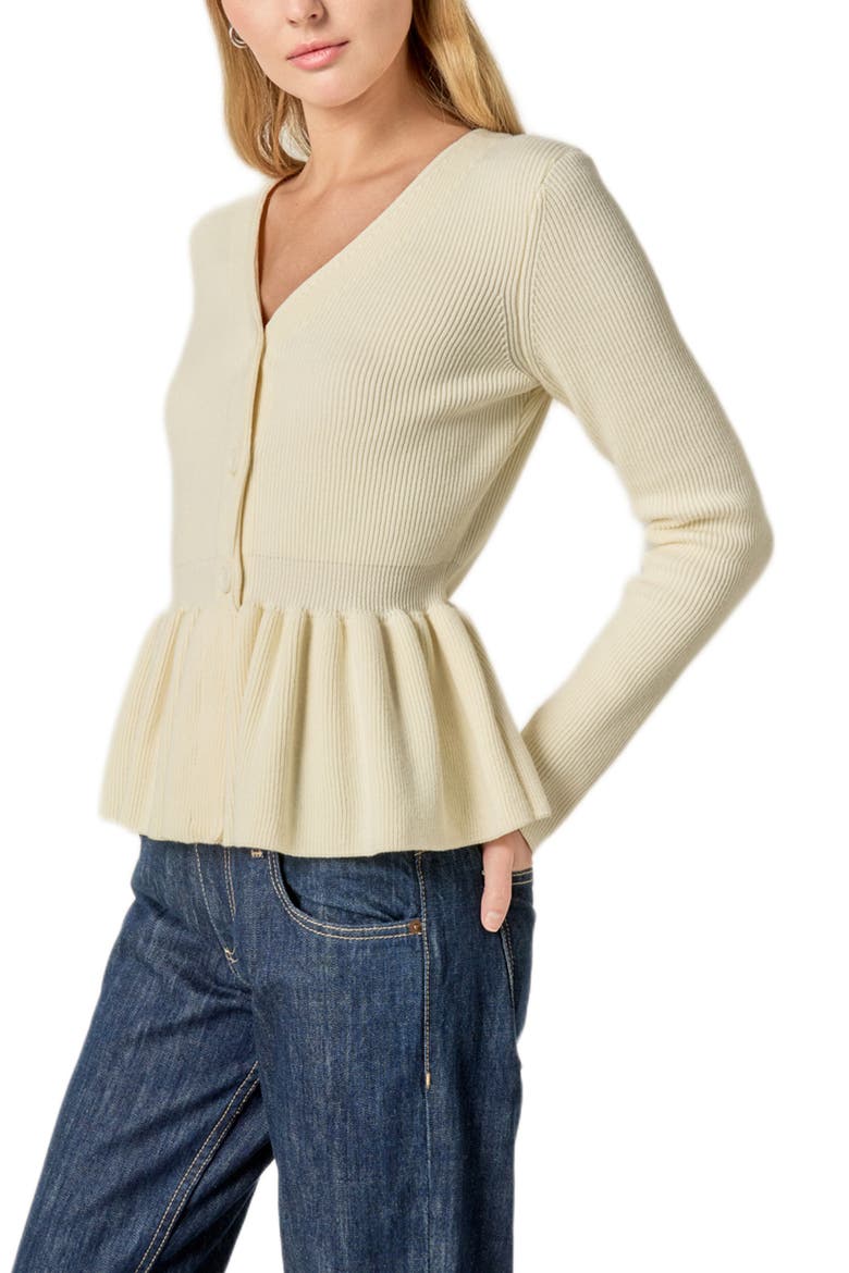 Peplum Rib Top, Alternate, color, WHITE