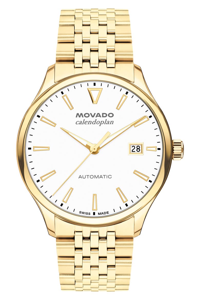 Calendoplan Automatic Bracelet Watch, 40mm, Main, color, WHITE