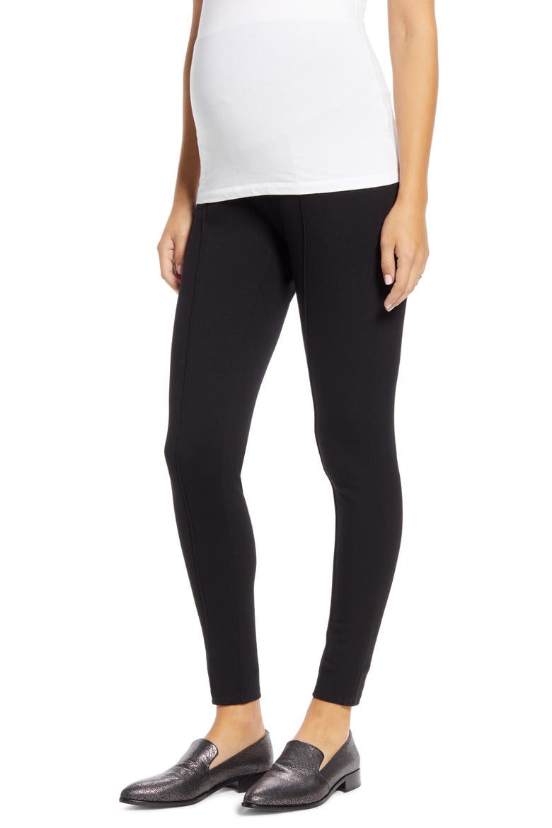 Over the Bump Maternity Ponte Knit Pants, Main, color, CAVIAR BLACK