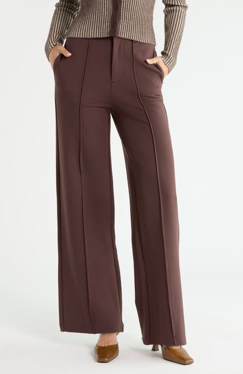 Pintuck Wide Leg Pants