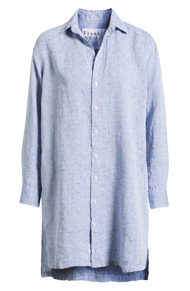 Frank & Eileen Hunter Stripe Step Hem Linen & Cotton Shirtdress, Alternate, color, Blue Linen Hearts