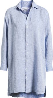 Frank & Eileen Hunter Stripe Step Hem Linen & Cotton Shirtdress