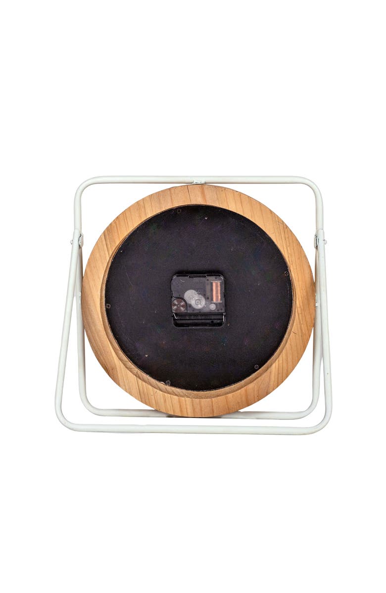 Foreside Home and Garden Tabletop Clock White Metal MDF & Rattan, Alternate, color, White