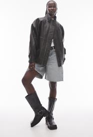Topshop Oversize Faux Leather Bomber Jacket