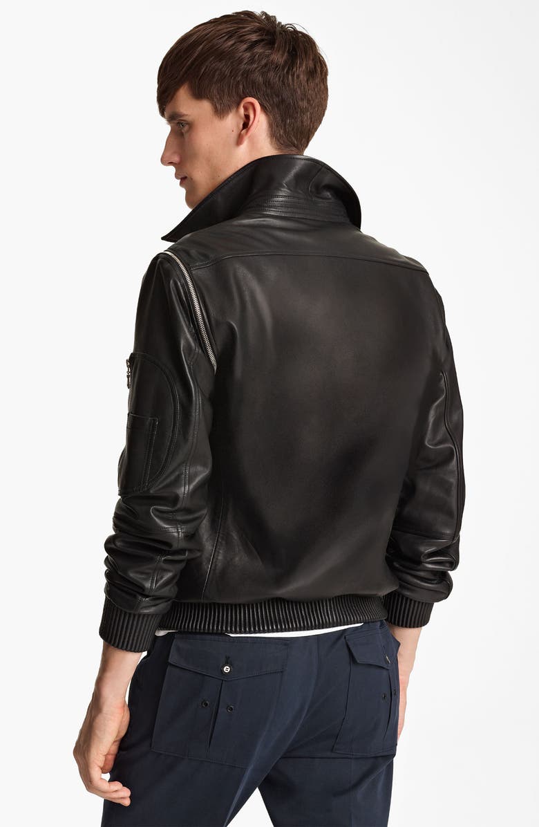 KENZO Leather Jacket with Removable Sleeves, Alternate, color, 