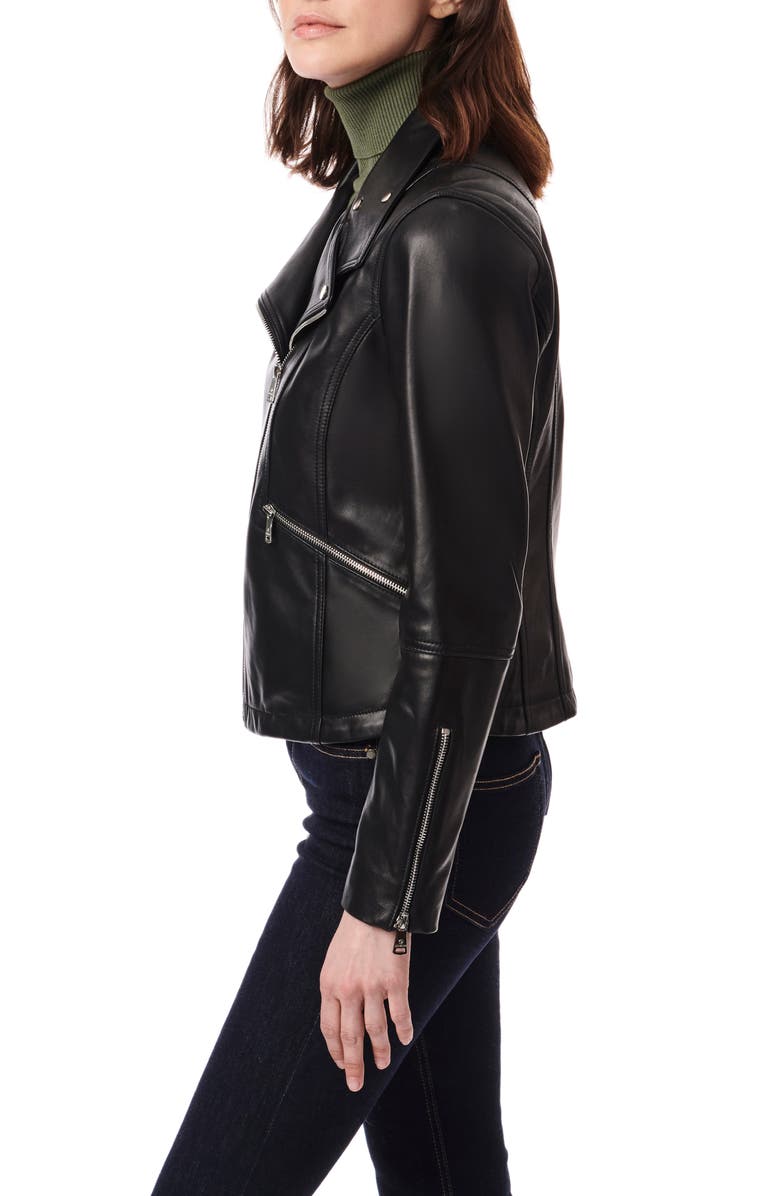 Bernardo Leather Moto Jacket, Alternate, color, Black