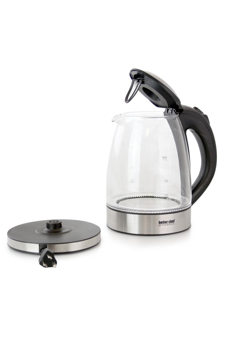 Better Chef 1.7 L Cordless Electric Glass and Stainless Steel Tea Kettle, Alternate, color, Silver
