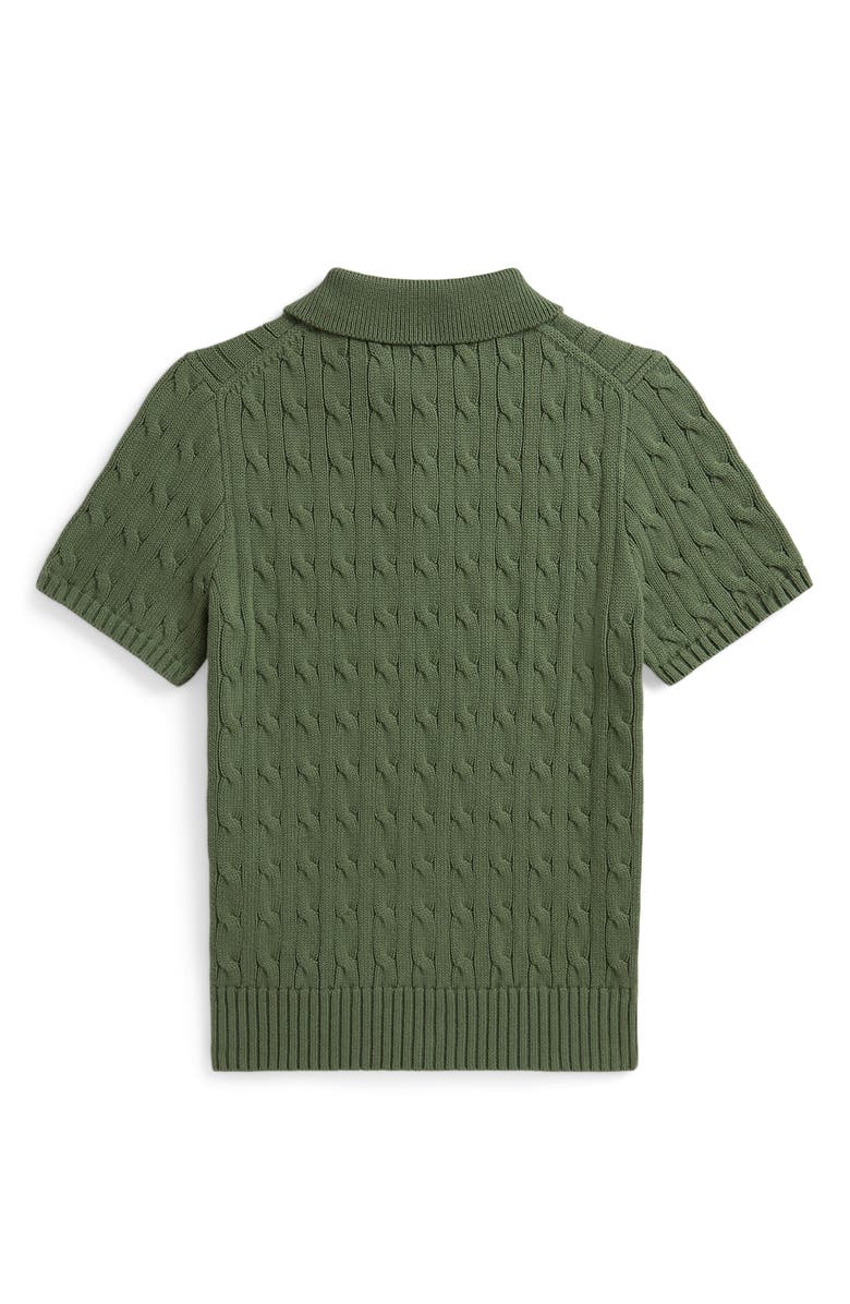 Polo Ralph Lauren Kids' Cable Short Sleeve Cotton Sweater, Alternate, color, Cargo Green