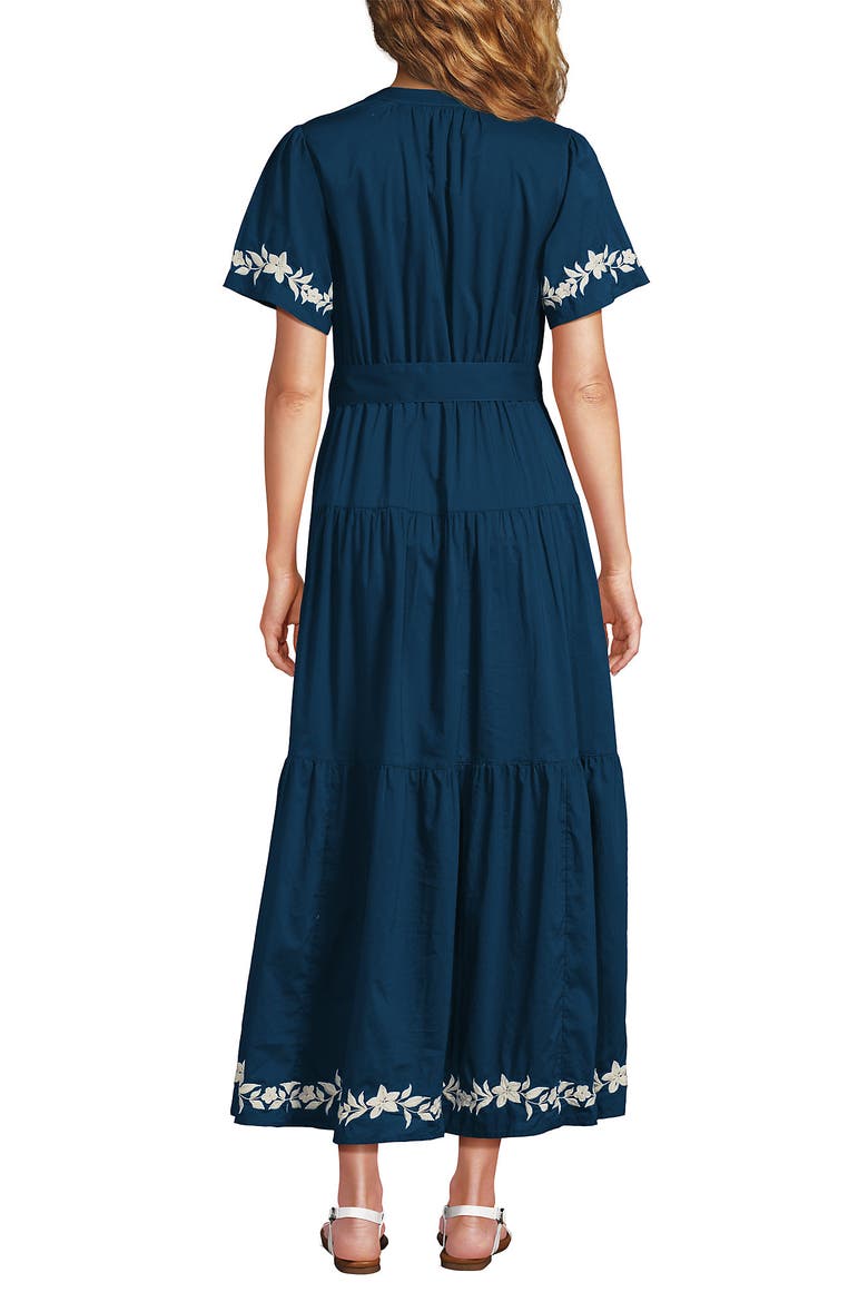 Cotton Voile Button Front Maxi Dress, Alternate, color, Baltic Teal Floral Vine