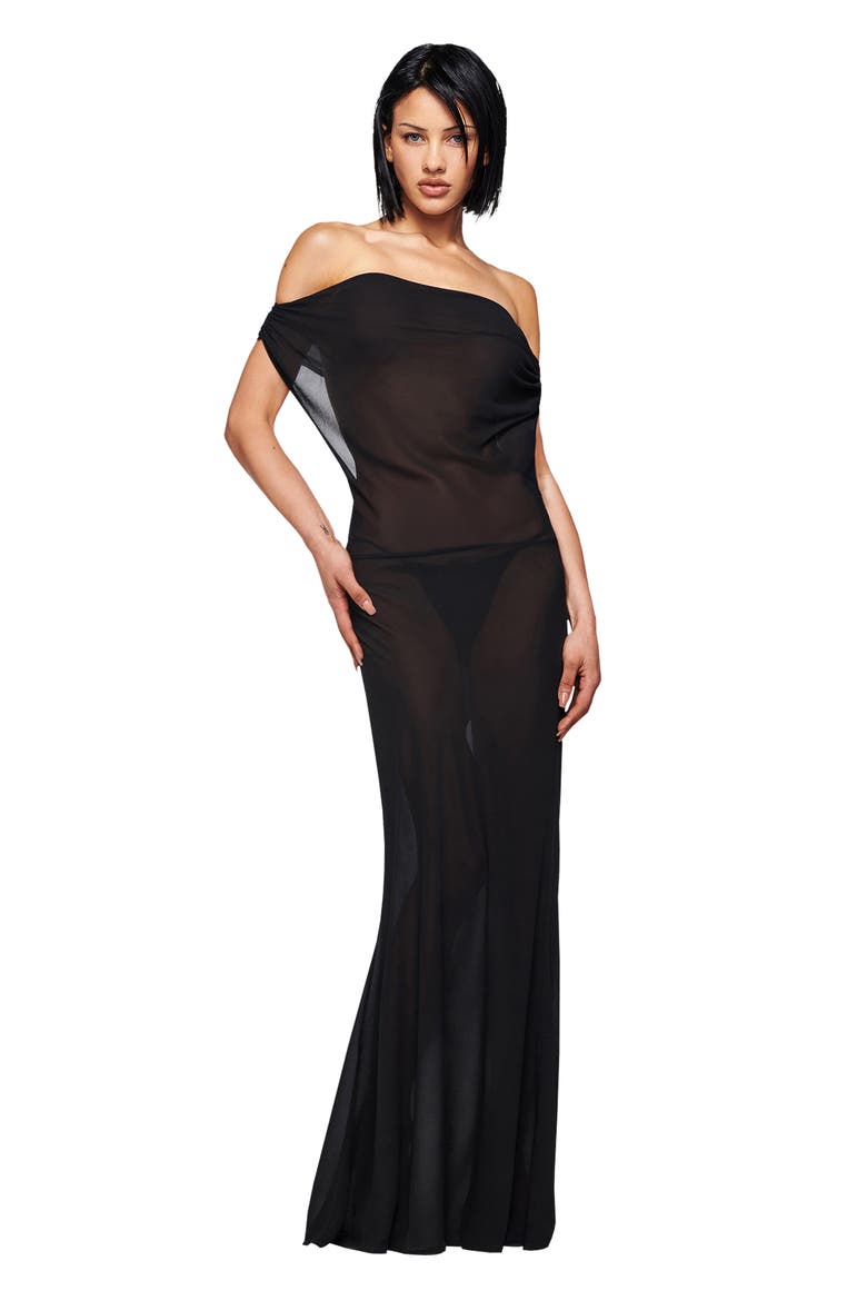 Kahlo Off-the-Shoulder Cocktail Dress, Alternate, color, BLACK