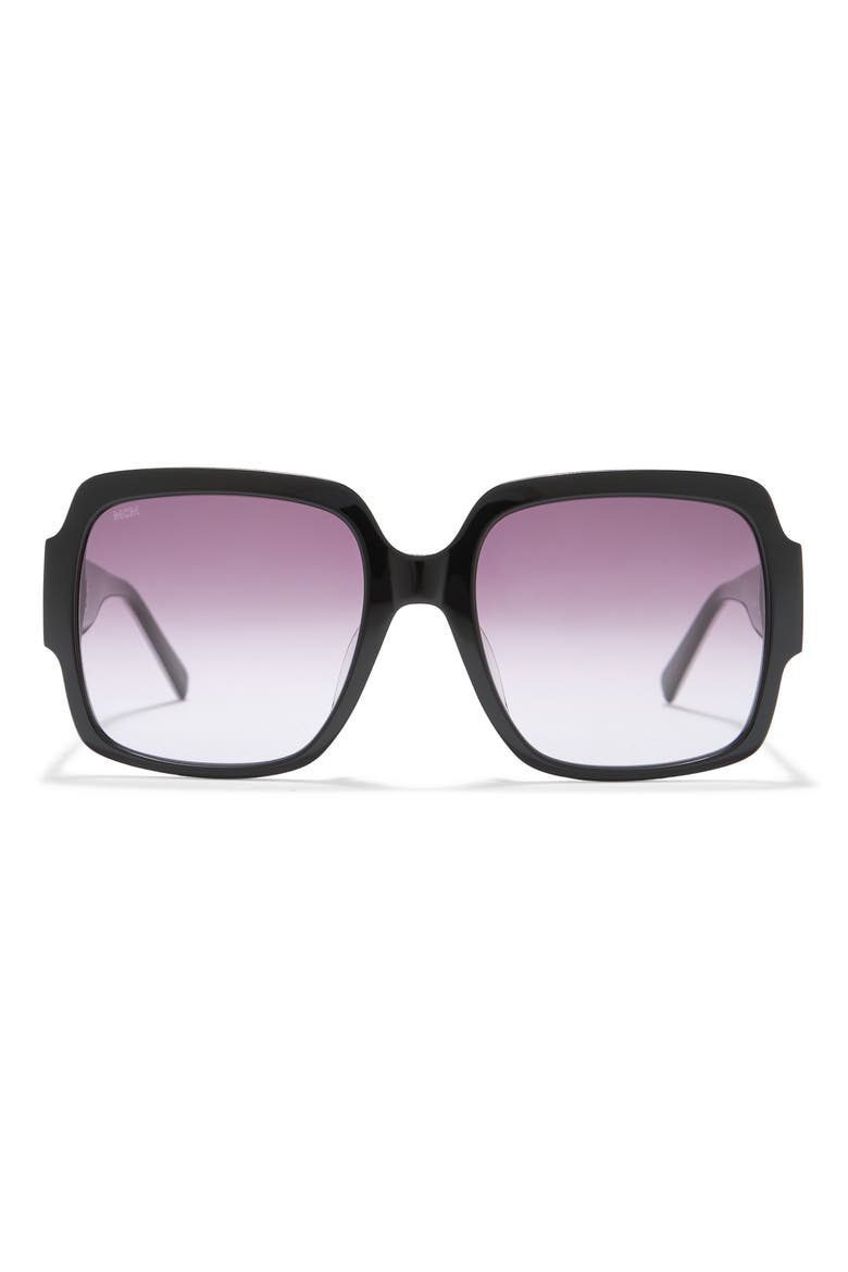 57mm Butterfly Sunglasses, Main, color, BLACK