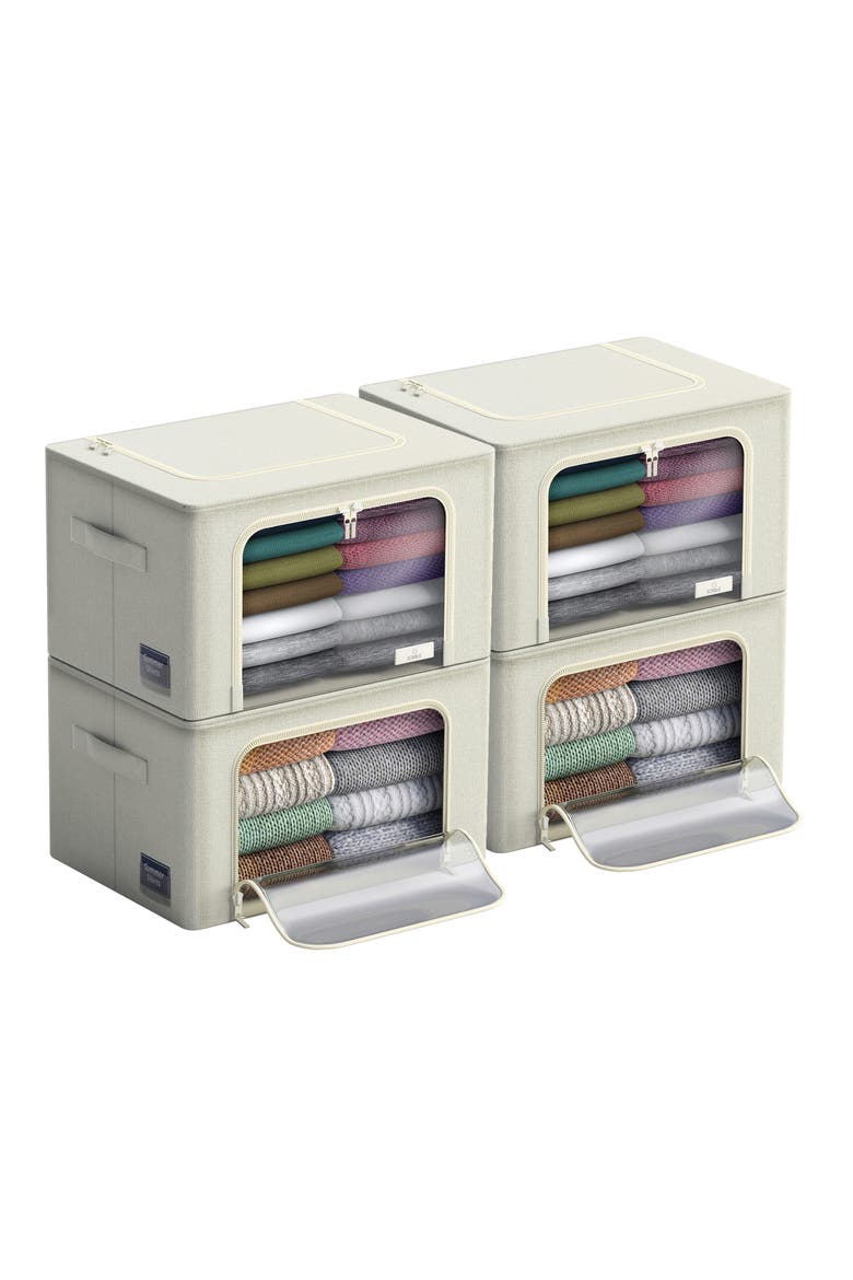 4-Pack Jumbo Foldable Storage Boxes, Alternate, color, BEIGE