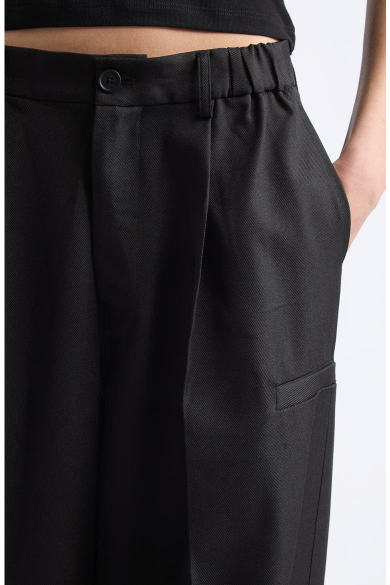 Pointy Tailored Twill Wide Leg Pants, Alternate, color, BLACK