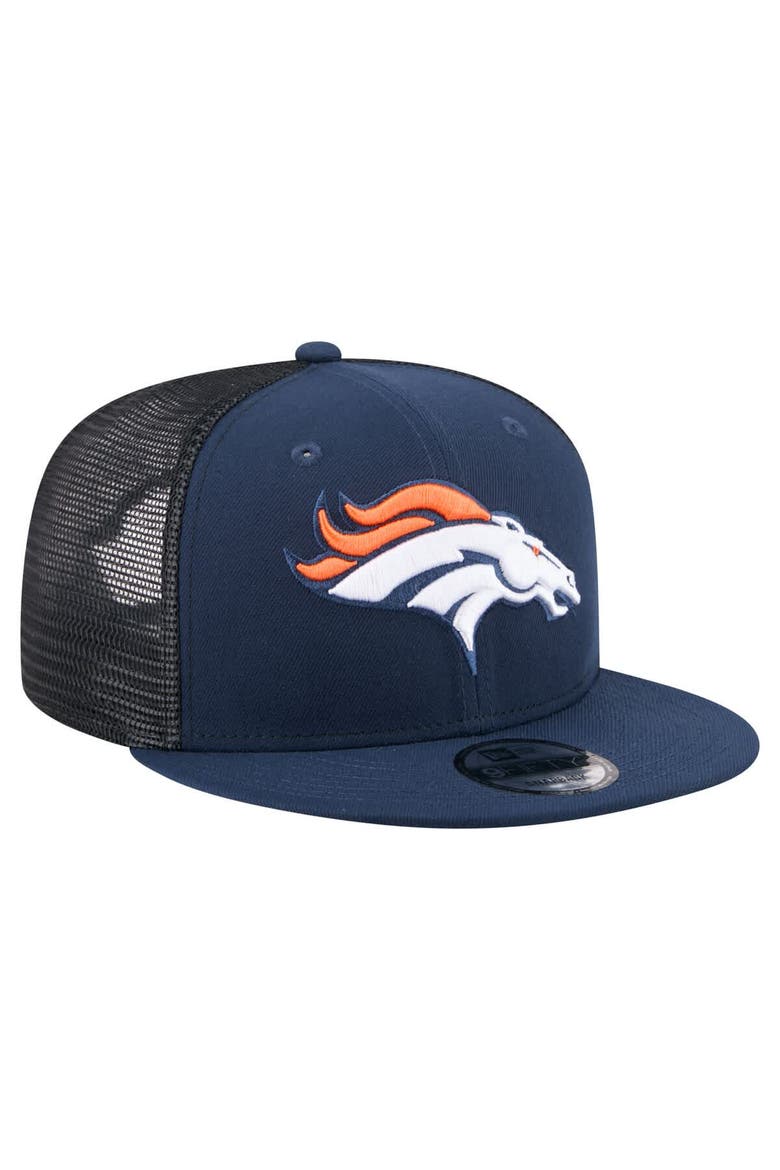Men's New Era  Navy Denver Broncos Core Team 9FIFTY Trucker Snapback Hat, Alternate, color, Navy