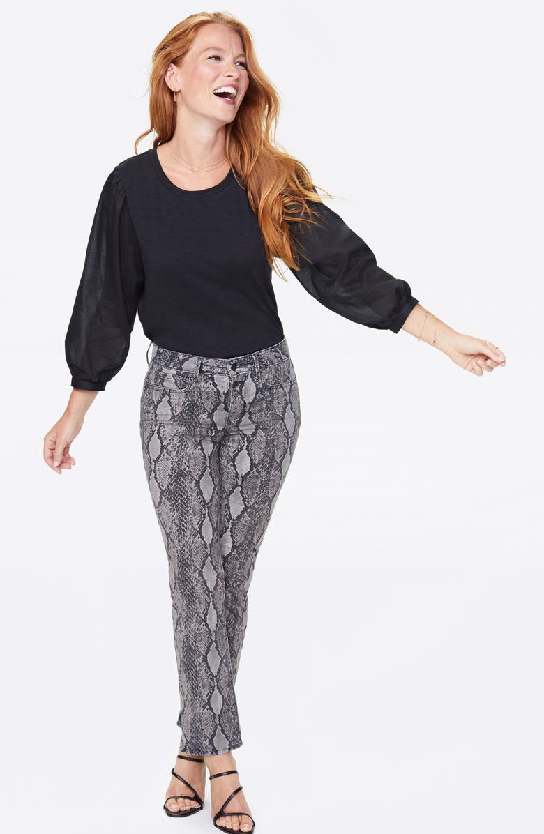 NYDJ Marilyn Snake Print High Waist Button Fly Ankle Jeans, Alternate, color, 