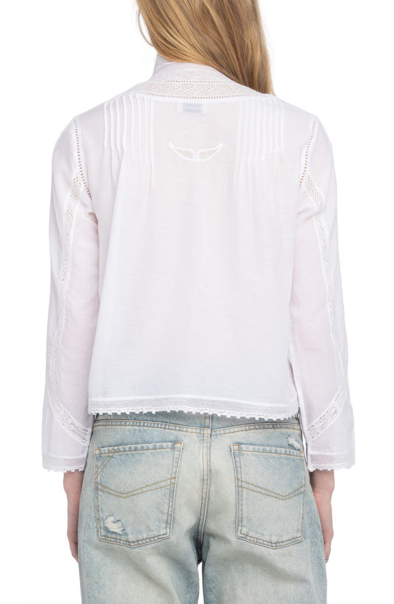 Zadig & Voltaire Tano Tomboy Lace Crop Shirt, Alternate, color, 