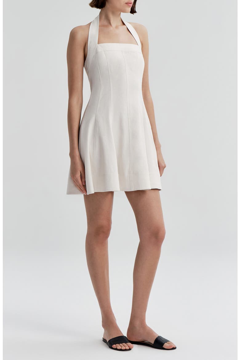 Elli Fit & Flare Linen Blend Halter Dress, Alternate, color, BUTTERCREAM