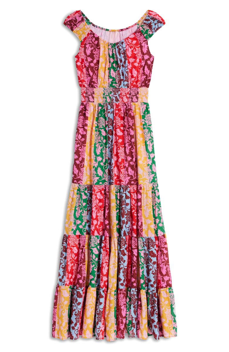 Boden Convertible Neck Tiered Maxi Dress, Alternate, color, Multi, Ornate Vine Hotch