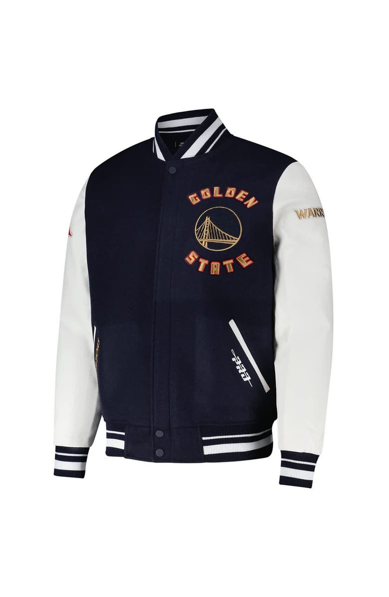 PRO STANDARD Men's Pro Standard  Navy Golden State Warriors 2024/25 City Edition Wool Varsity Full-Zip Jacket, Alternate, color, 