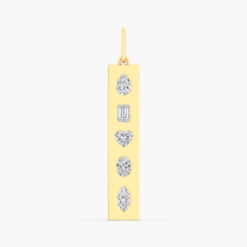 Multi-Shape Inlay Bar Lab Diamond Charm in 14K