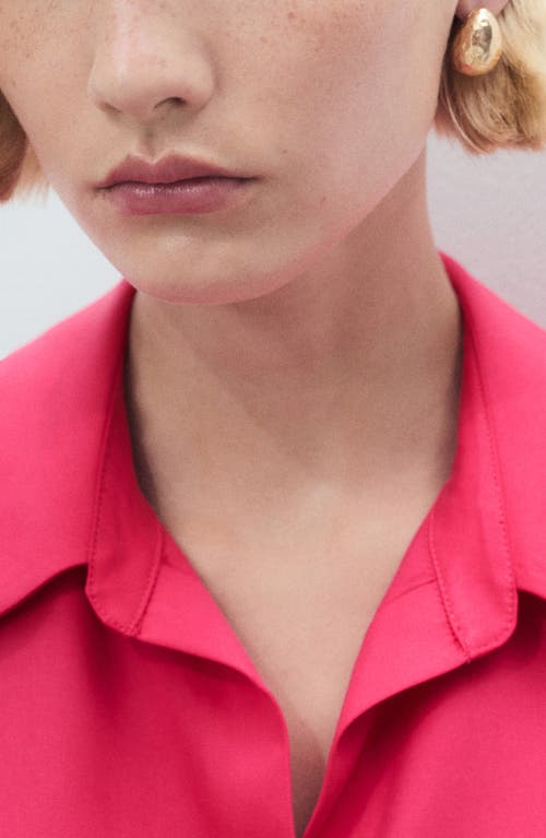 Mango Cap Sleeve Button-up Shirt In Pink