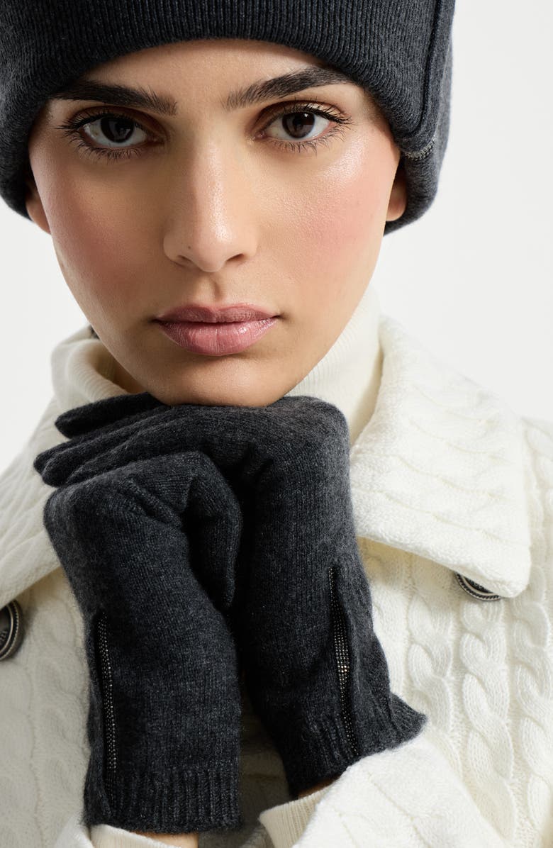 Brunello Cucinelli Knit gloves, Alternate, color, Anthracite