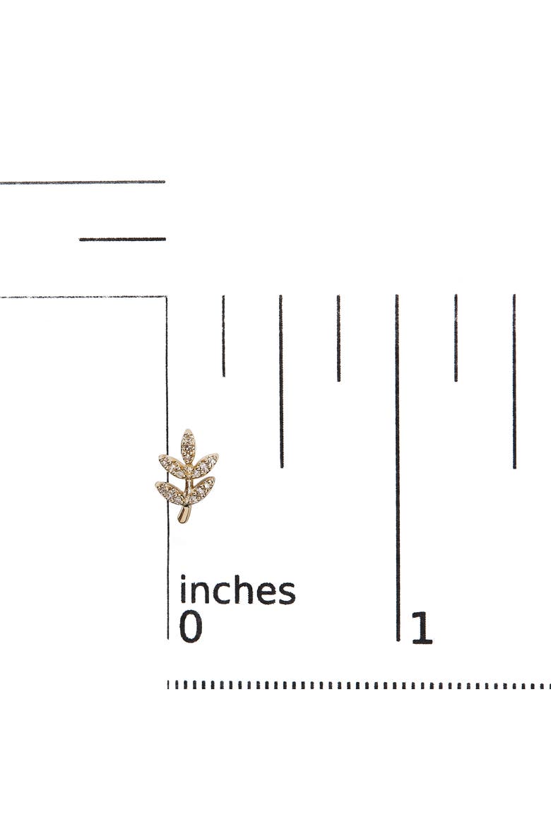 10K Yellow Gold 1/10 Cttw Diamond Accented Leaf and Branch Stud Earrings, Alternate, color, Yellow