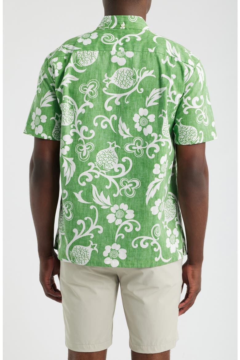 Ginger Pareau Short Sleeve Cotton Button-Down Shirt, Alternate, color, GRASS