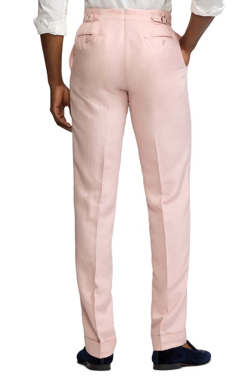Ralph Lauren Gregory Hand-tailored Silk-linen Trouser In Soft Pink