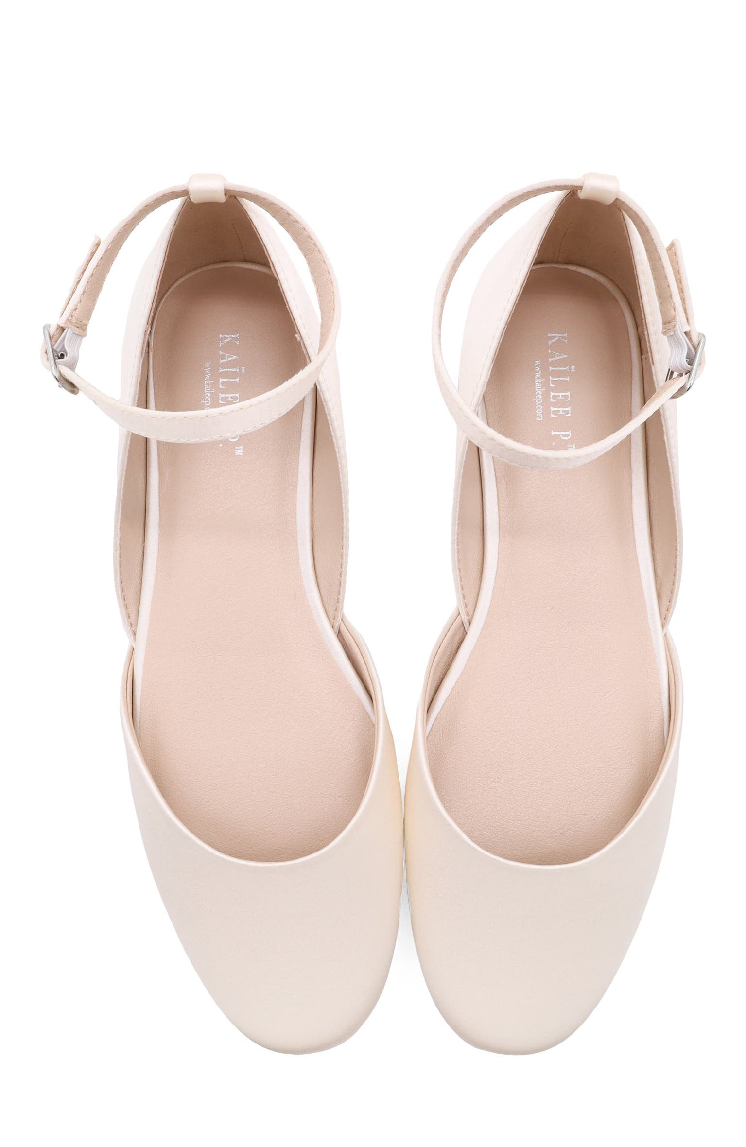 Gloria Satin Round Toe Flat, Alternate, color, Ivory