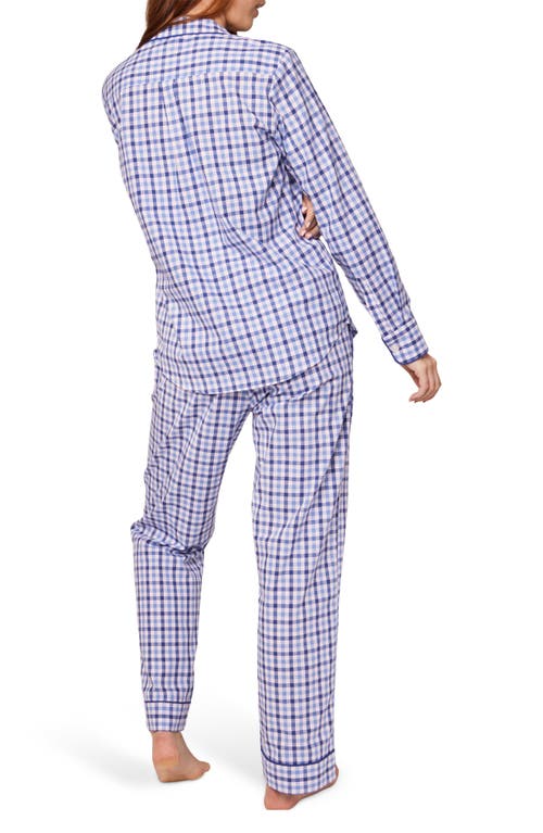 Petite Plume Gingham Brushed Cotton Twill Pajamas In Blue