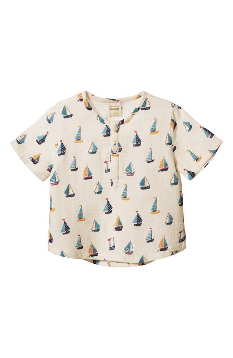 Kids' Caravan Short Sleeve Organic Cotton Henley