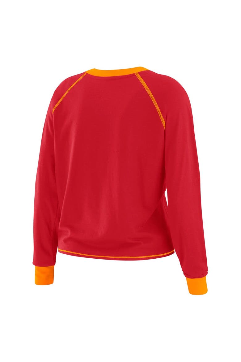 Women's WEAR by Erin Andrews Red/Orange Tampa Bay Buccaneers Tie-Front Long Sleeve Top, Alternate, color, Red