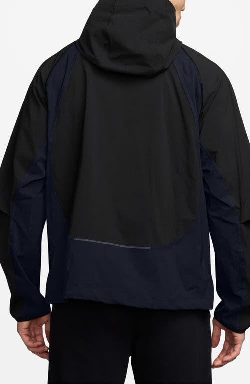 Nike Tech Dri-fit Woven Oversize Hooded Stretch Nylon Zip Jacket In Black