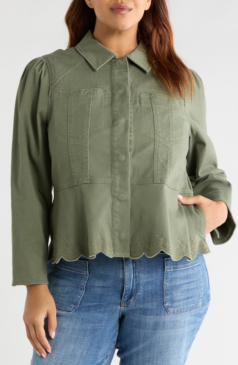 Wit & Wisdom Embroidered Scallop Peplum Jacket, Alternate, color, Lily Pad